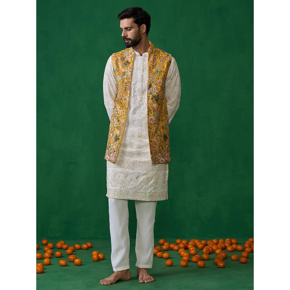 KALPRAAG Poolpankh Haldi Kurta with Jacket and Pant