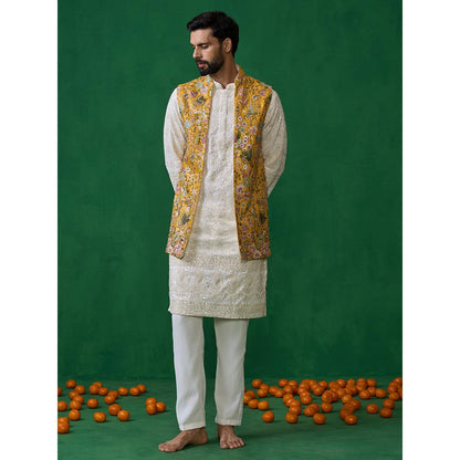 KALPRAAG Poolpankh Haldi Kurta with Jacket and Pant