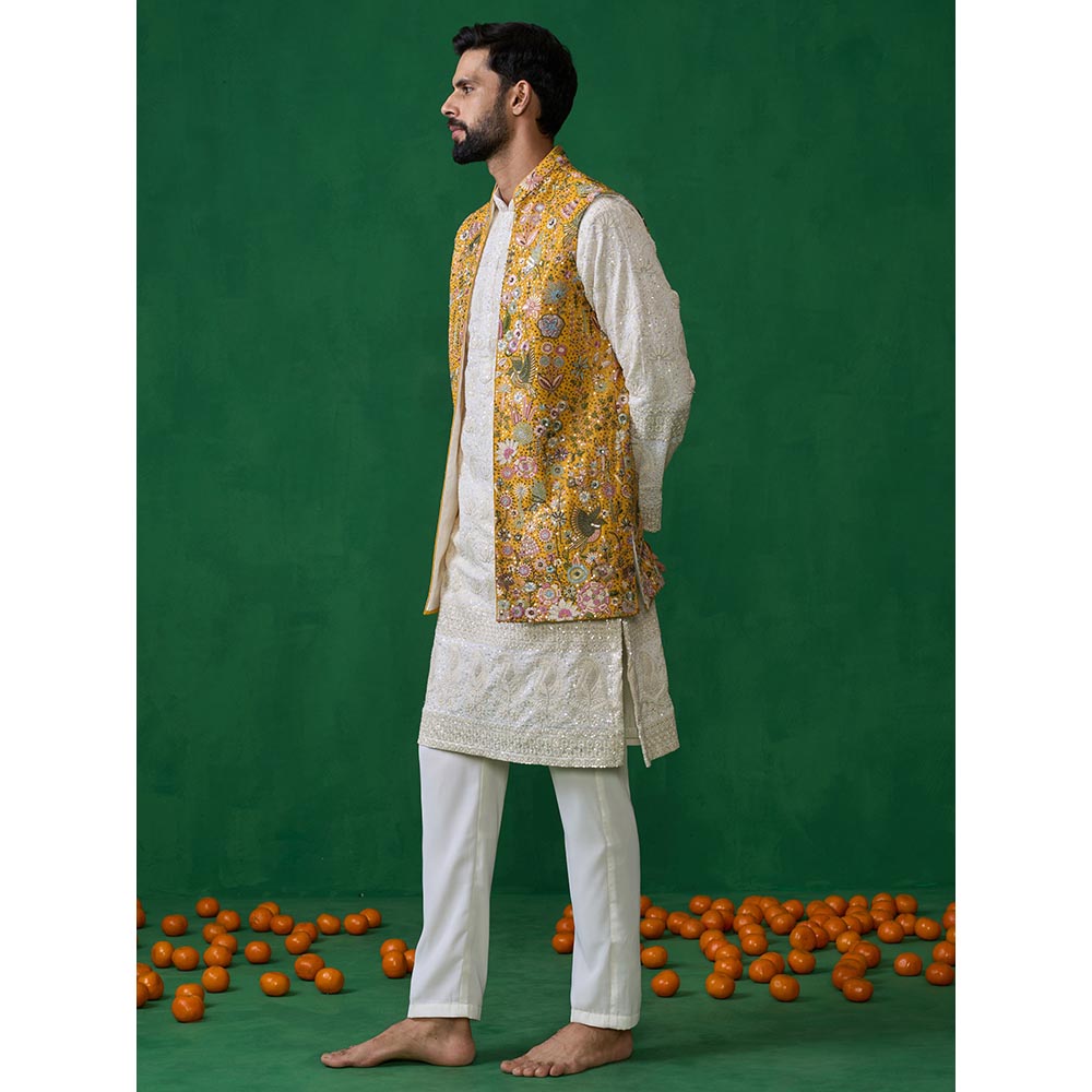 KALPRAAG Poolpankh Haldi Kurta with Jacket and Pant