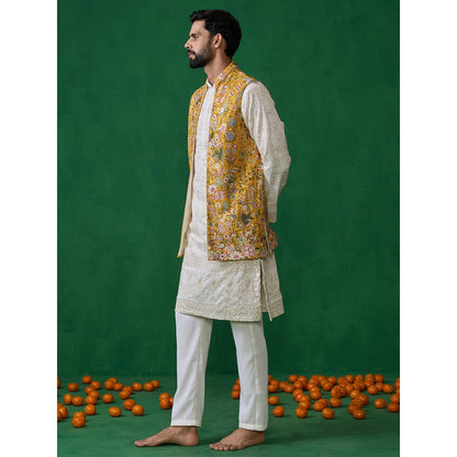 KALPRAAG Poolpankh Haldi Kurta with Jacket and Pant