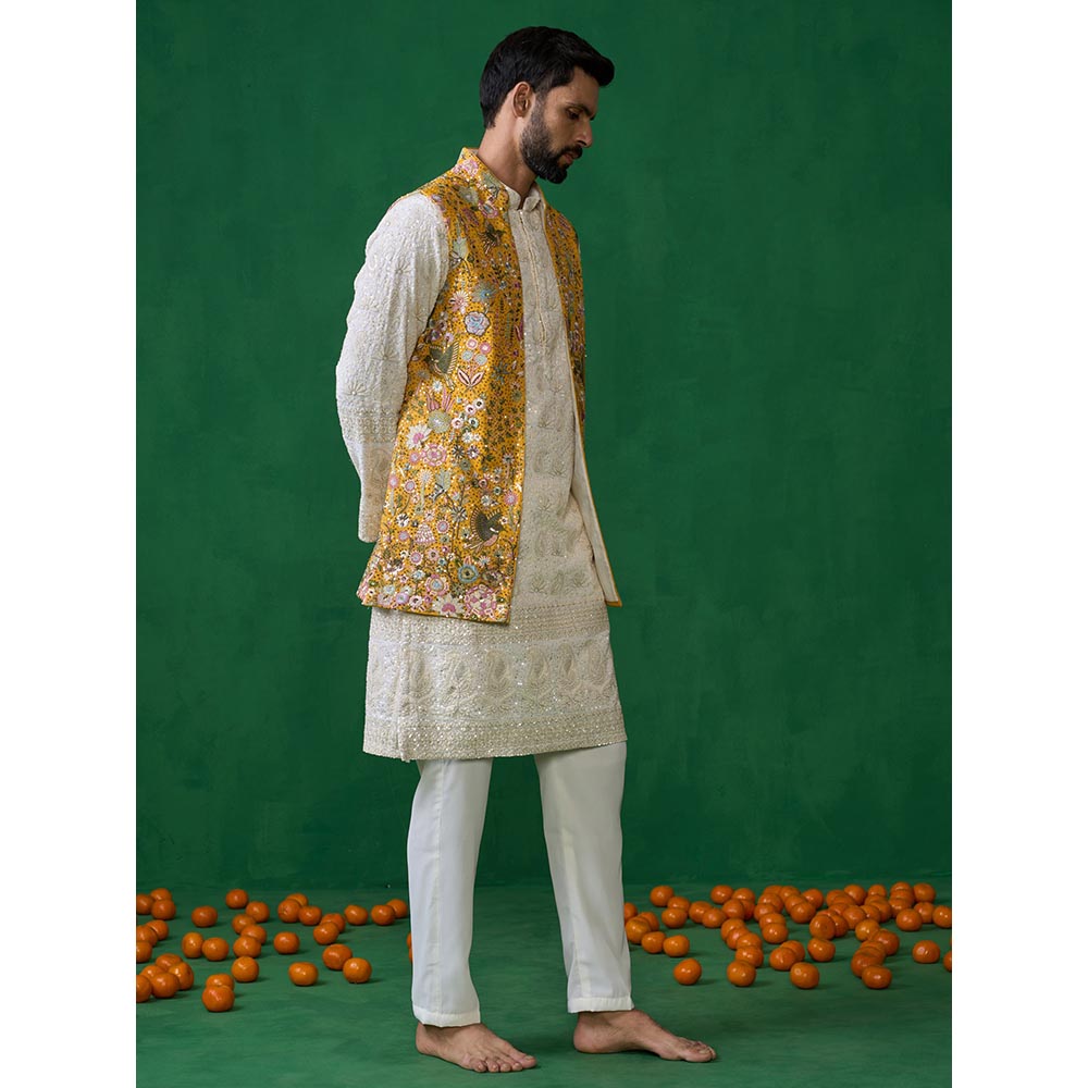 KALPRAAG Poolpankh Haldi Kurta with Jacket and Pant