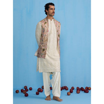 KALPRAAG Poolpankh Ivory Kurta with Jacket and Patiyala