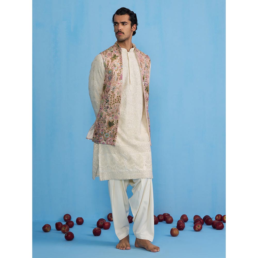 KALPRAAG Poolpankh Pink Kurta with Jacket and Patiyala