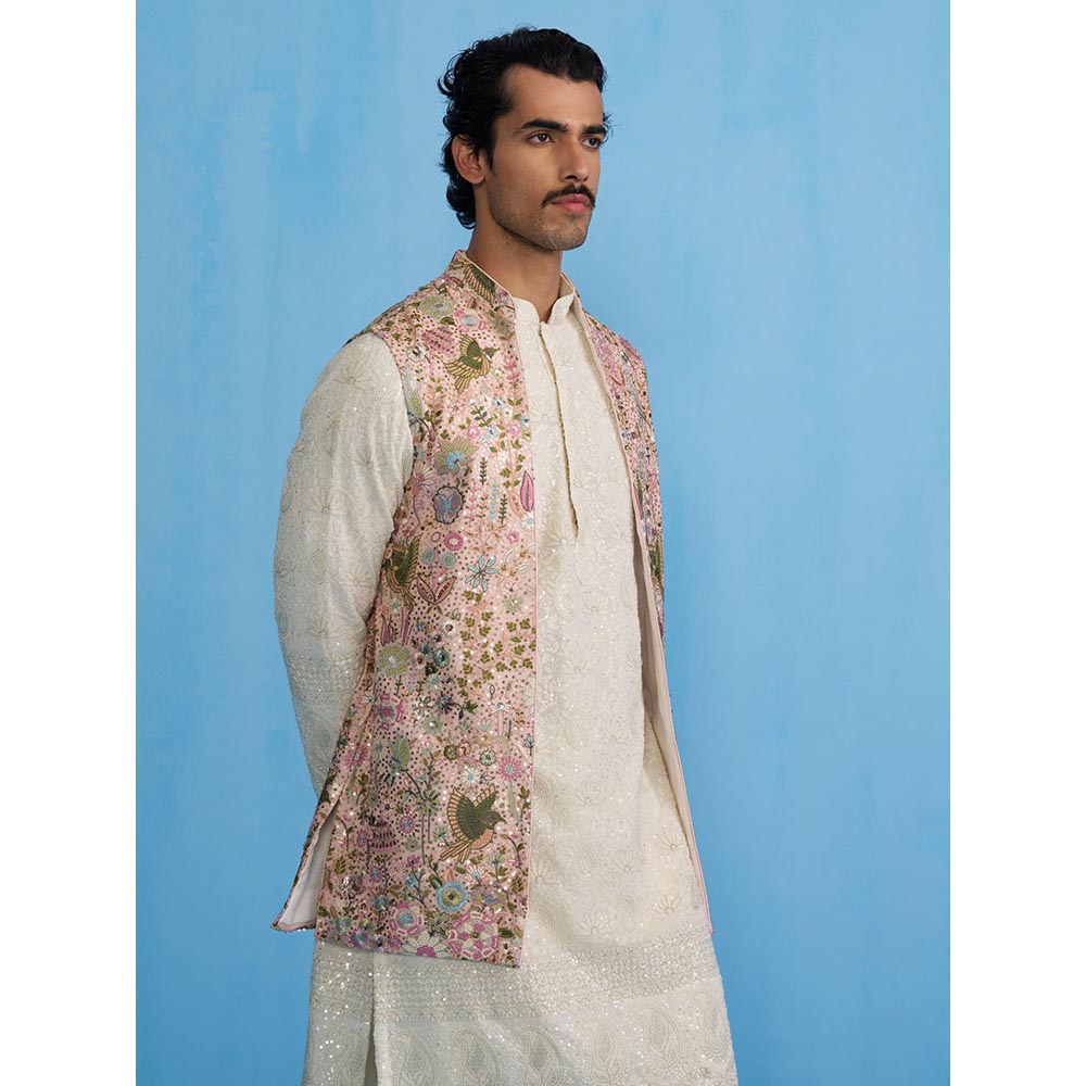 KALPRAAG Poolpankh Pink Kurta with Jacket and Patiyala