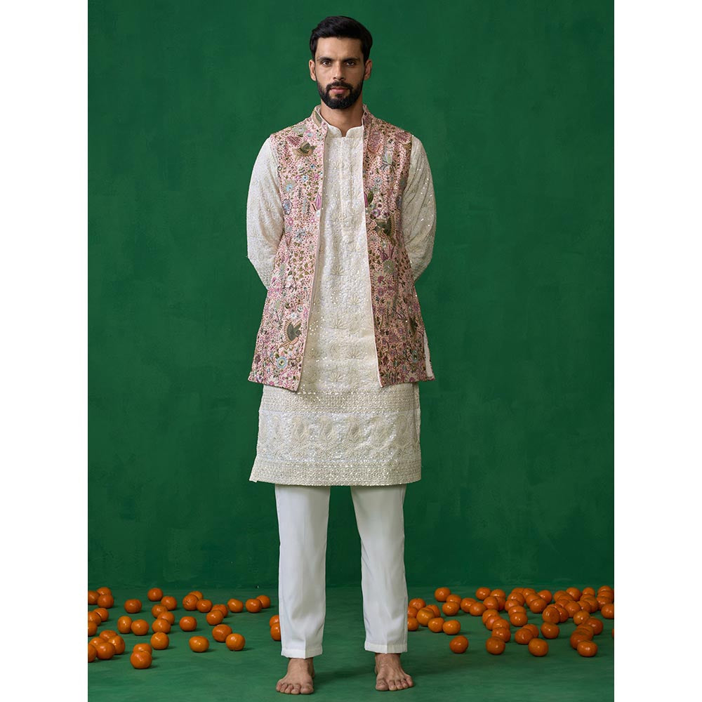 KALPRAAG Poolpankh Pink Kurta with Jacket and Patiyala