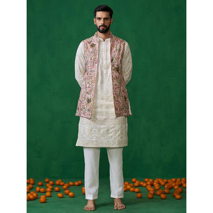 KALPRAAG Poolpankh Pink Kurta with Jacket and Patiyala