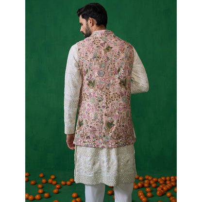 KALPRAAG Poolpankh Pink Kurta with Jacket and Patiyala