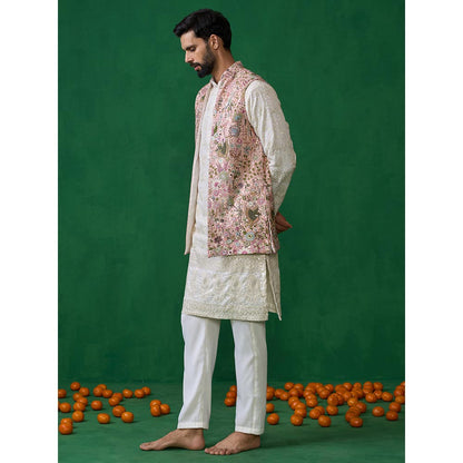 KALPRAAG Poolpankh Pink Kurta with Jacket and Patiyala