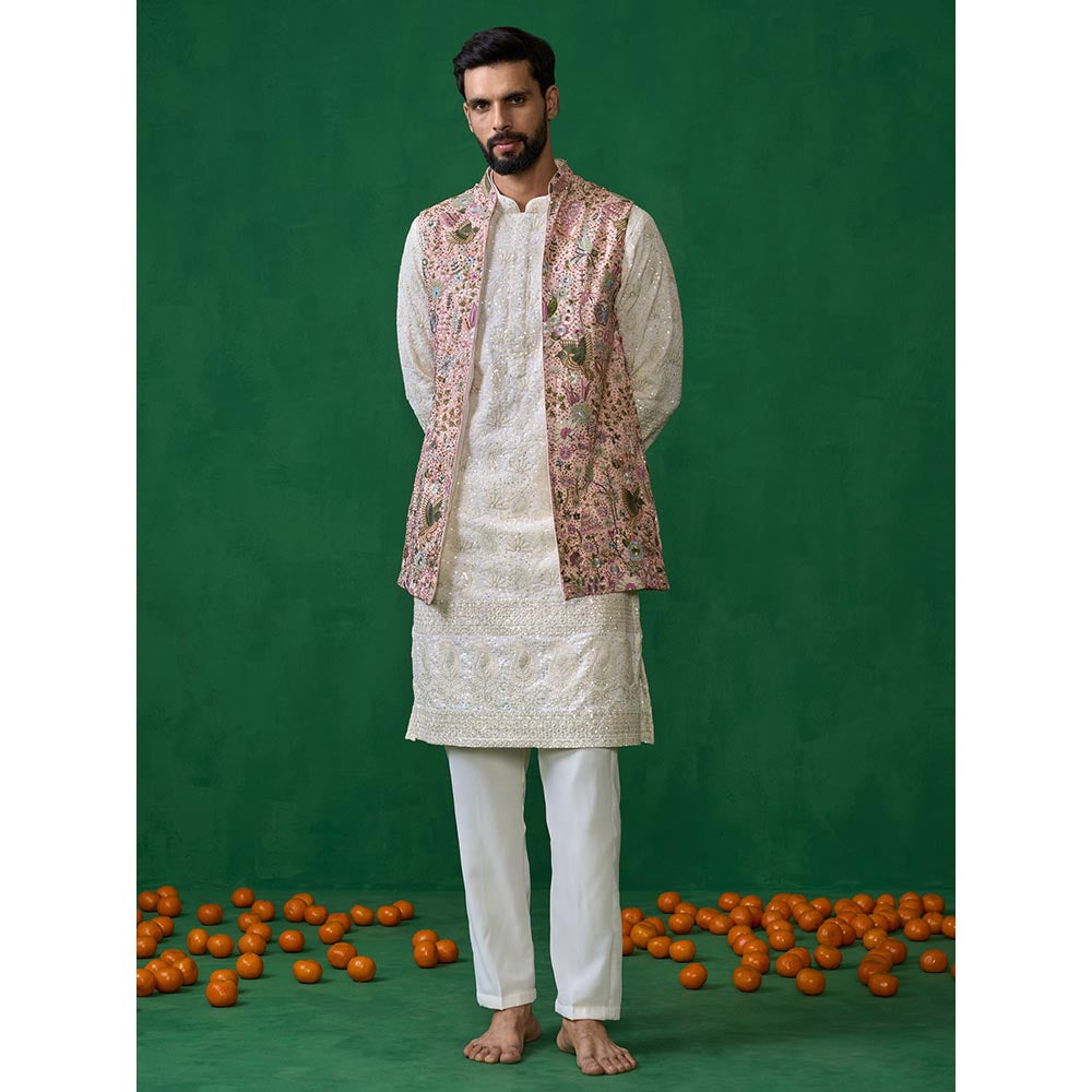 KALPRAAG Poolpankh Pink Kurta with Jacket and Patiyala