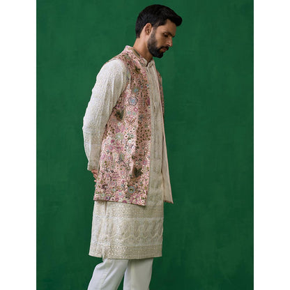 KALPRAAG Poolpankh Pink Kurta with Jacket and Patiyala