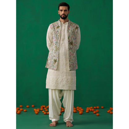 KALPRAAG Poolpankh Skyblue Kurta with Jacket and Patiyala