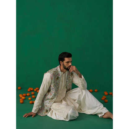 KALPRAAG Poolpankh Skyblue Kurta with Jacket and Patiyala