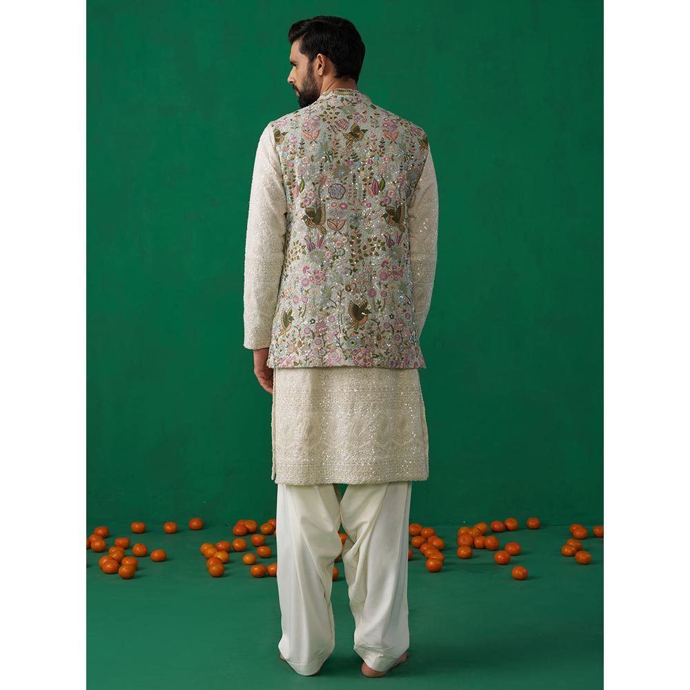 KALPRAAG Poolpankh Skyblue Kurta with Jacket and Patiyala