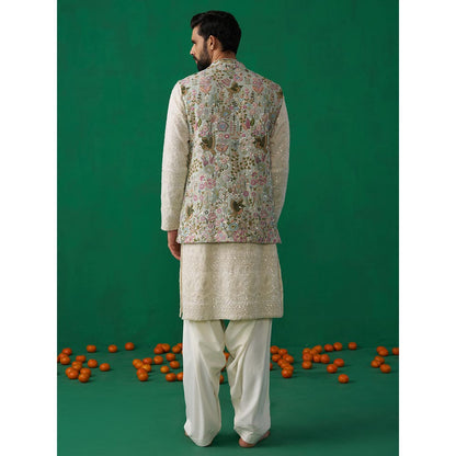 KALPRAAG Poolpankh Skyblue Kurta with Jacket and Patiyala