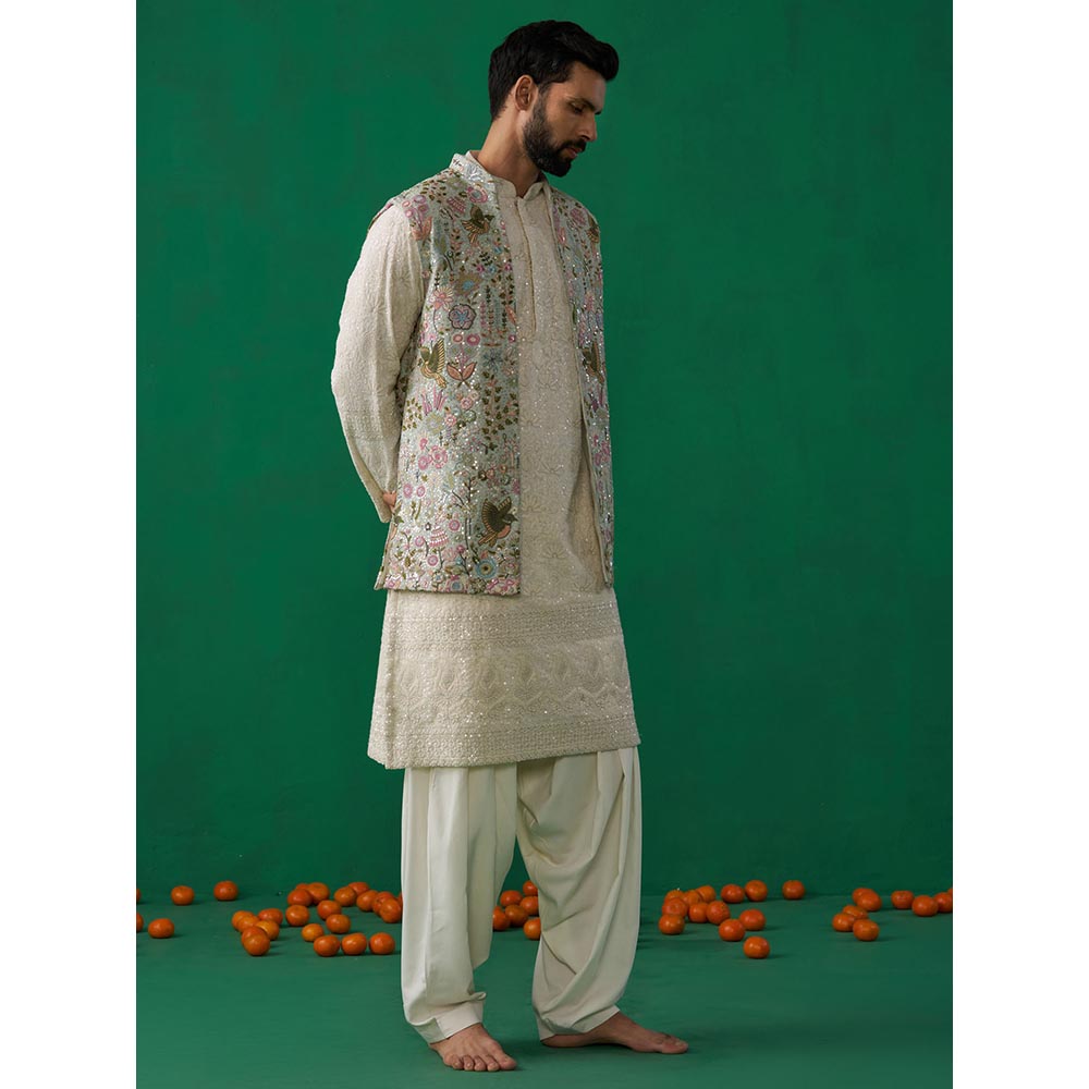 KALPRAAG Poolpankh Skyblue Kurta with Jacket and Patiyala