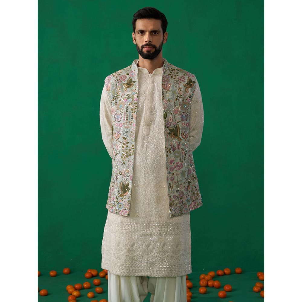 KALPRAAG Poolpankh Skyblue Kurta with Jacket and Patiyala