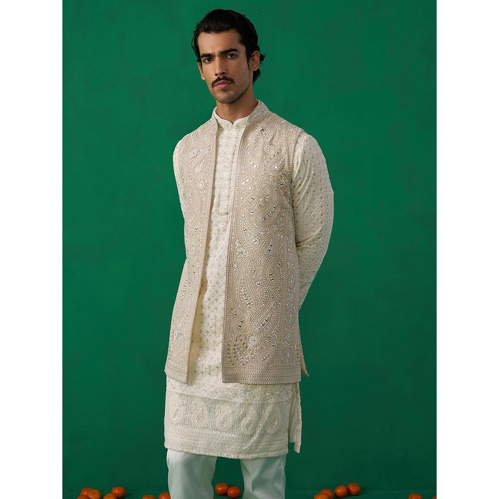 KALPRAAG Paisley Ivory Kurta with Jacket and Pant