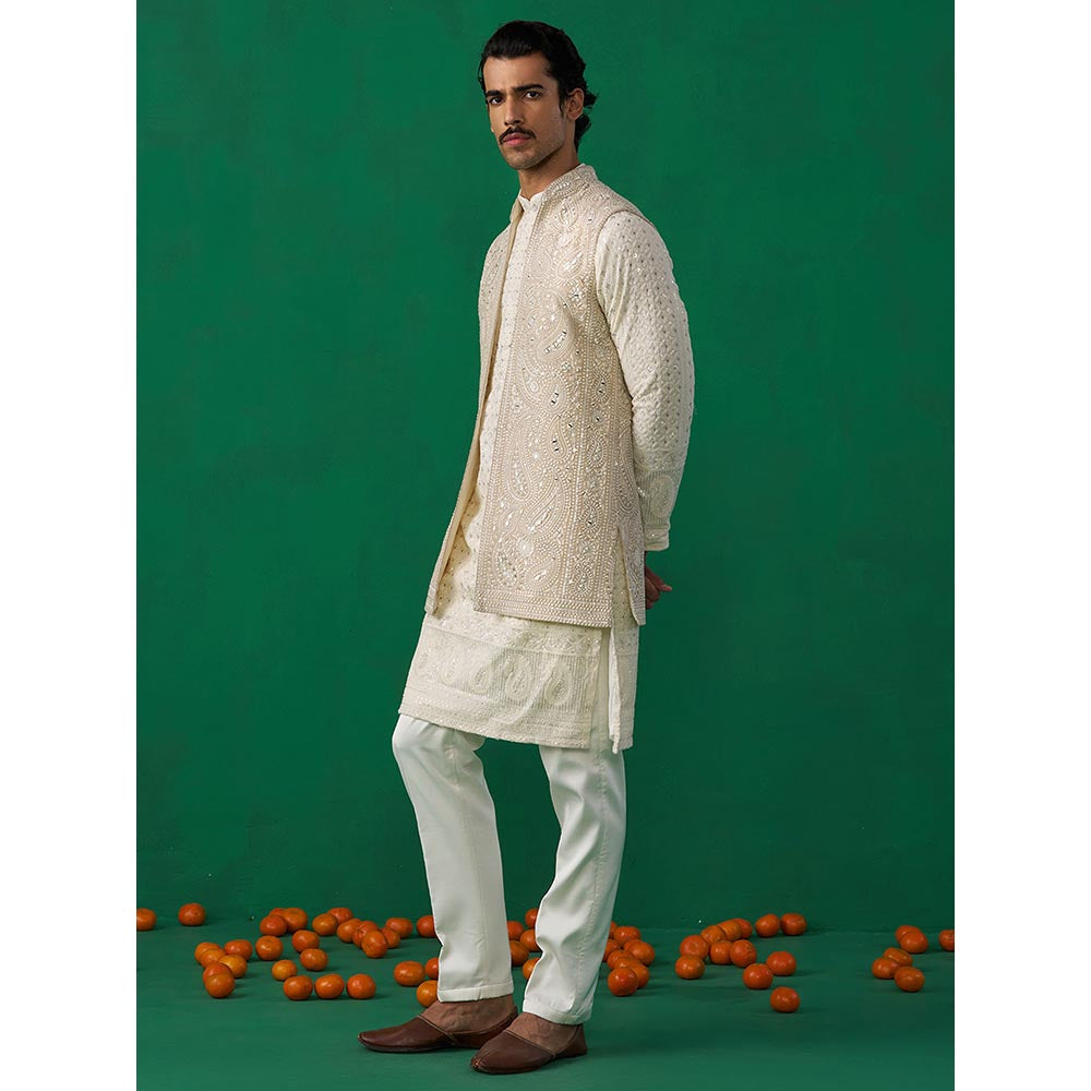 KALPRAAG Paisley Ivory Kurta with Jacket and Pant
