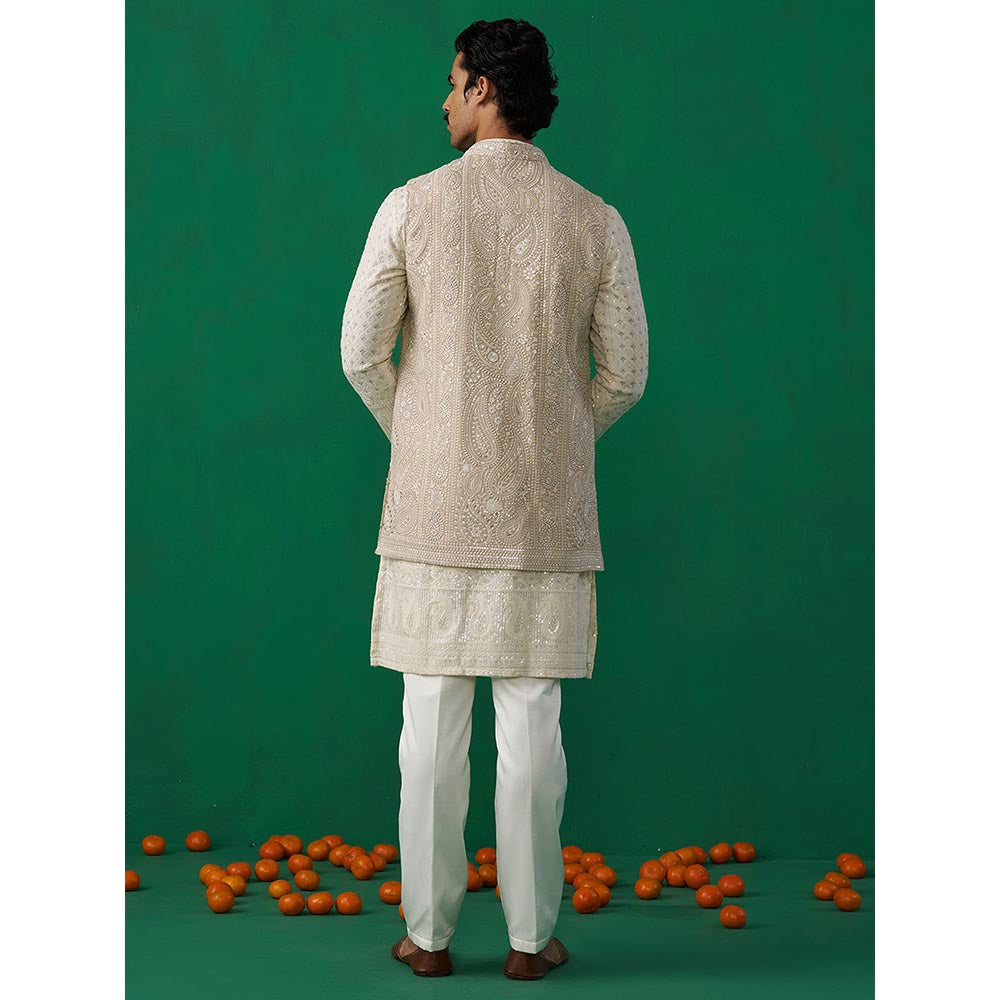 KALPRAAG Paisley Ivory Kurta with Jacket and Pant