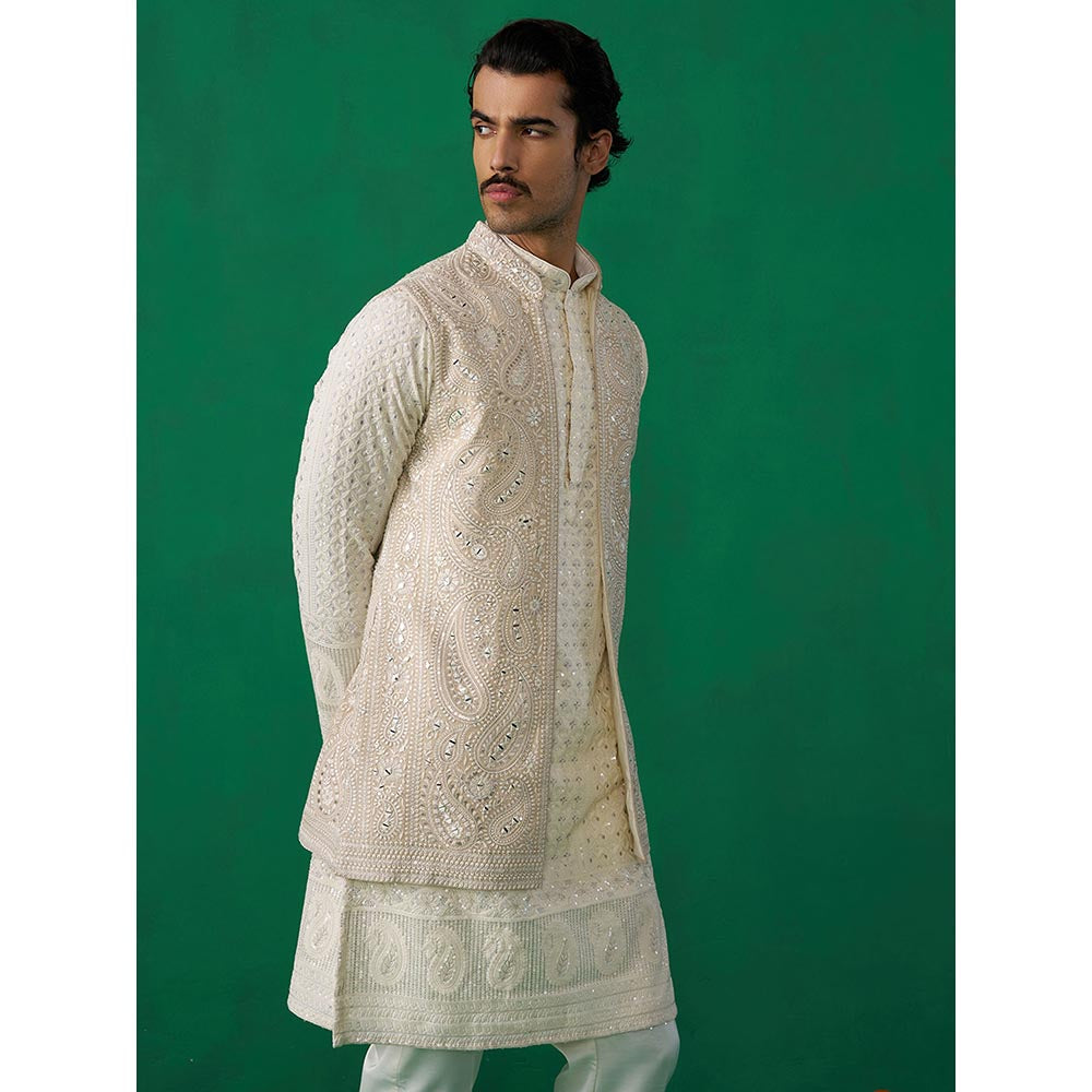 KALPRAAG Paisley Ivory Kurta with Jacket and Pant