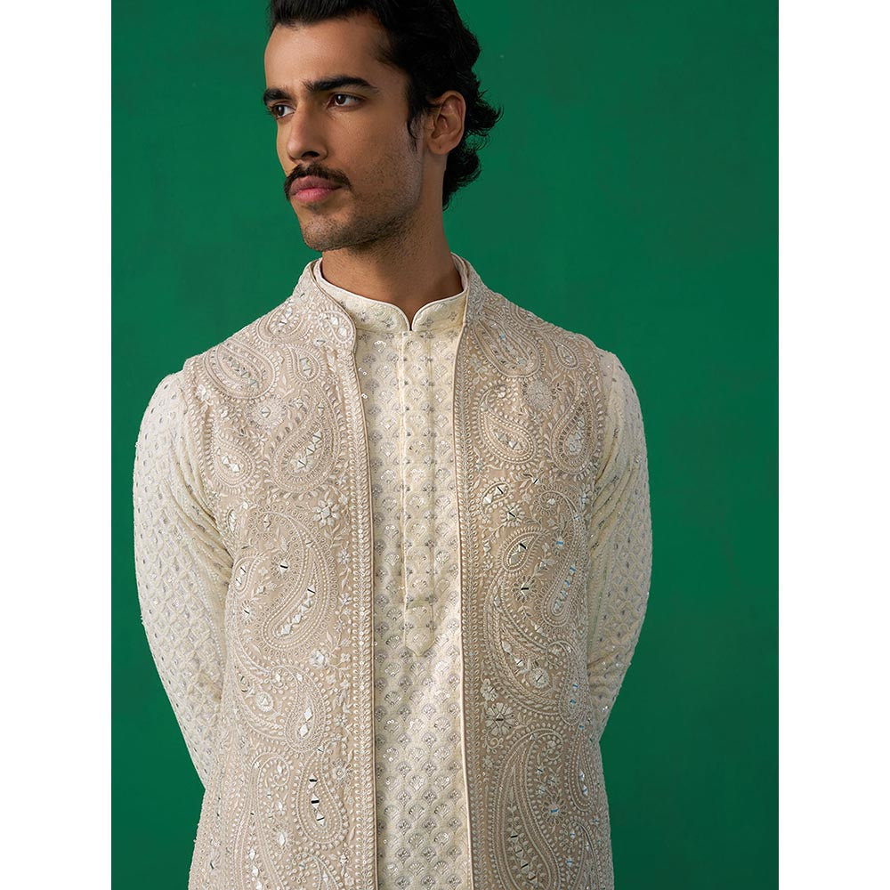 KALPRAAG Paisley Ivory Kurta with Jacket and Pant