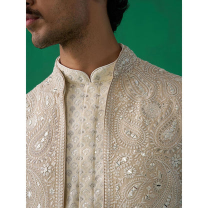 KALPRAAG Paisley Ivory Kurta with Jacket and Pant