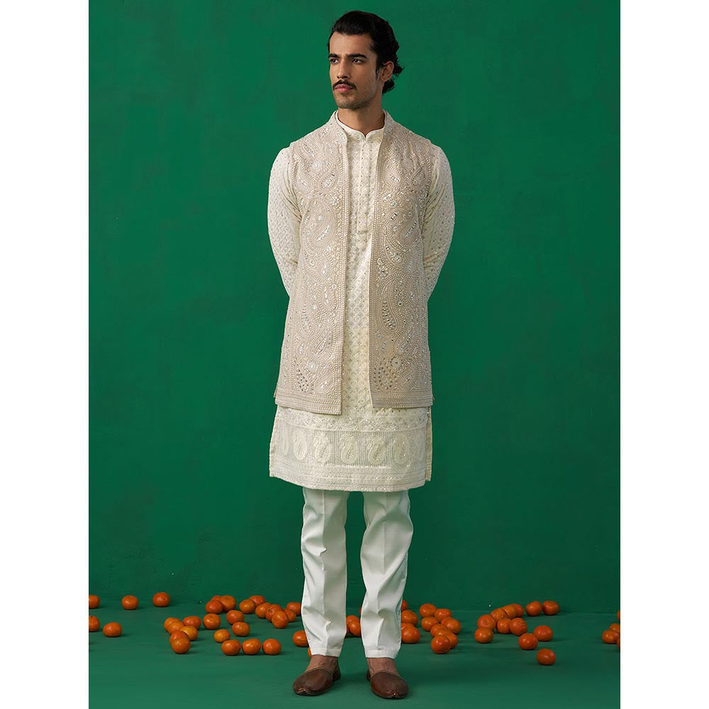 KALPRAAG Paisley Ivory Kurta with Jacket and Pant