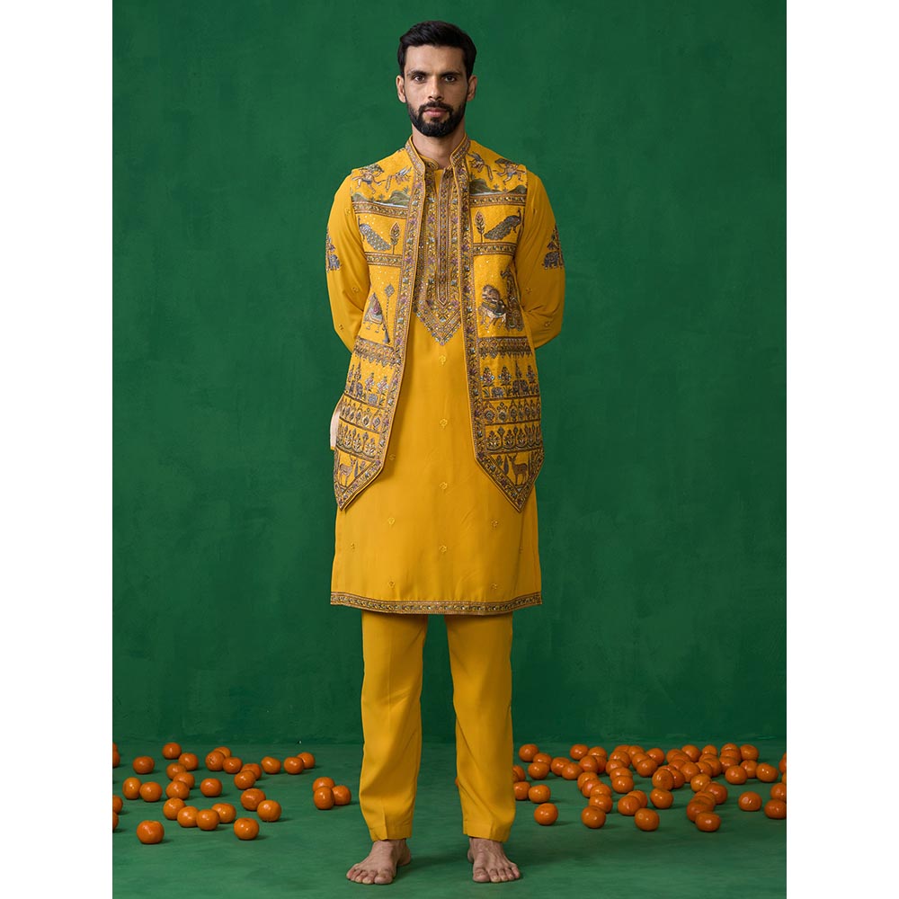 KALPRAAG Ramayan Haldi Kurta with Jacket and Pant