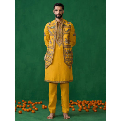 KALPRAAG Ramayan Haldi Kurta with Jacket and Pant