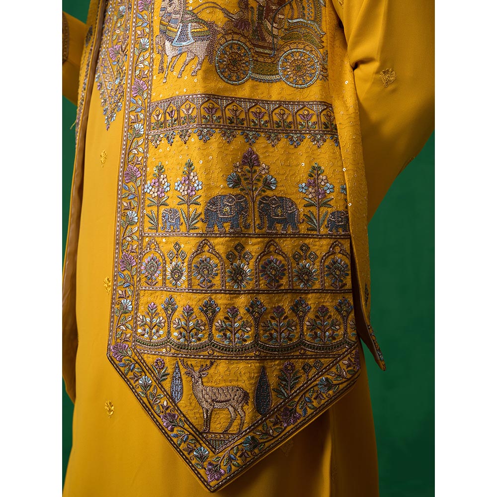 KALPRAAG Ramayan Haldi Kurta with Jacket and Pant