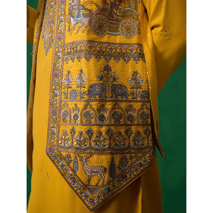 KALPRAAG Ramayan Haldi Kurta with Jacket and Pant