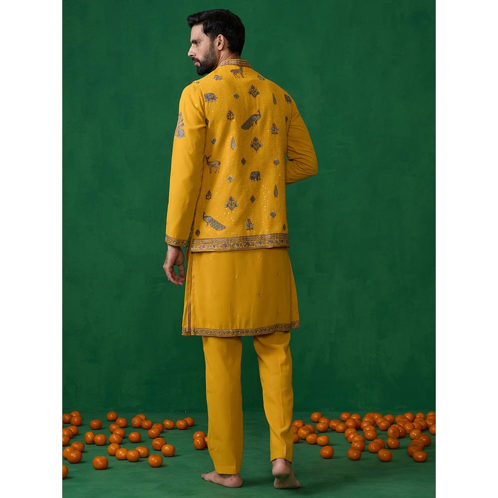 KALPRAAG Ramayan Haldi Kurta with Jacket and Pant