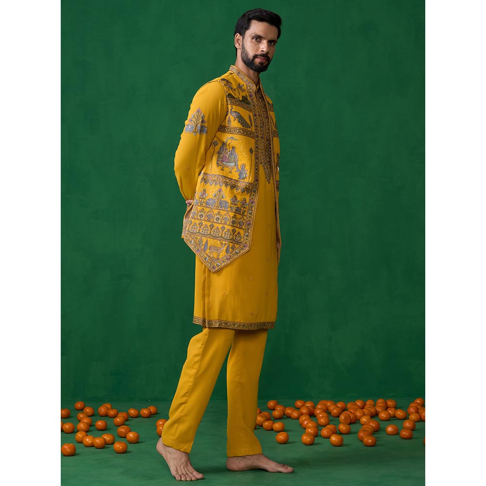 KALPRAAG Ramayan Haldi Kurta with Jacket and Pant