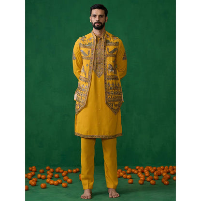 KALPRAAG Ramayan Haldi Kurta with Jacket and Pant