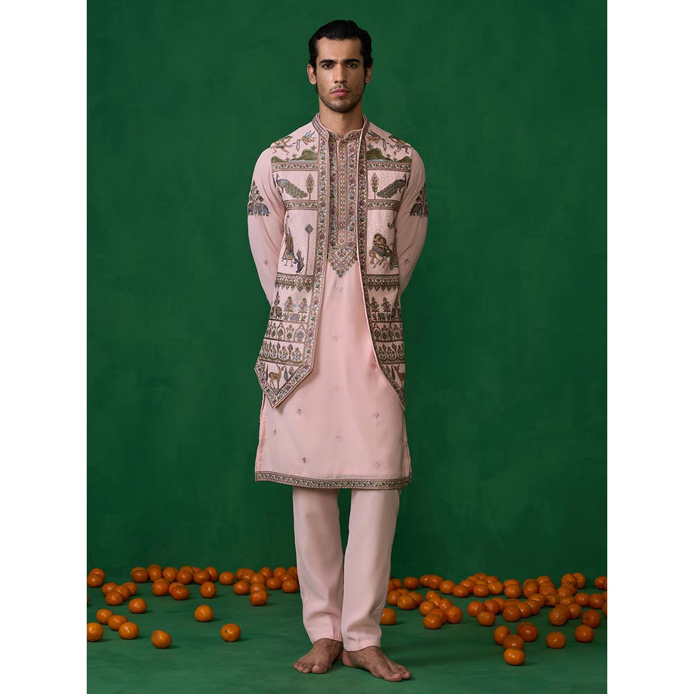 KALPRAAG Ramayan Pink Kurta with Jacket and Pant