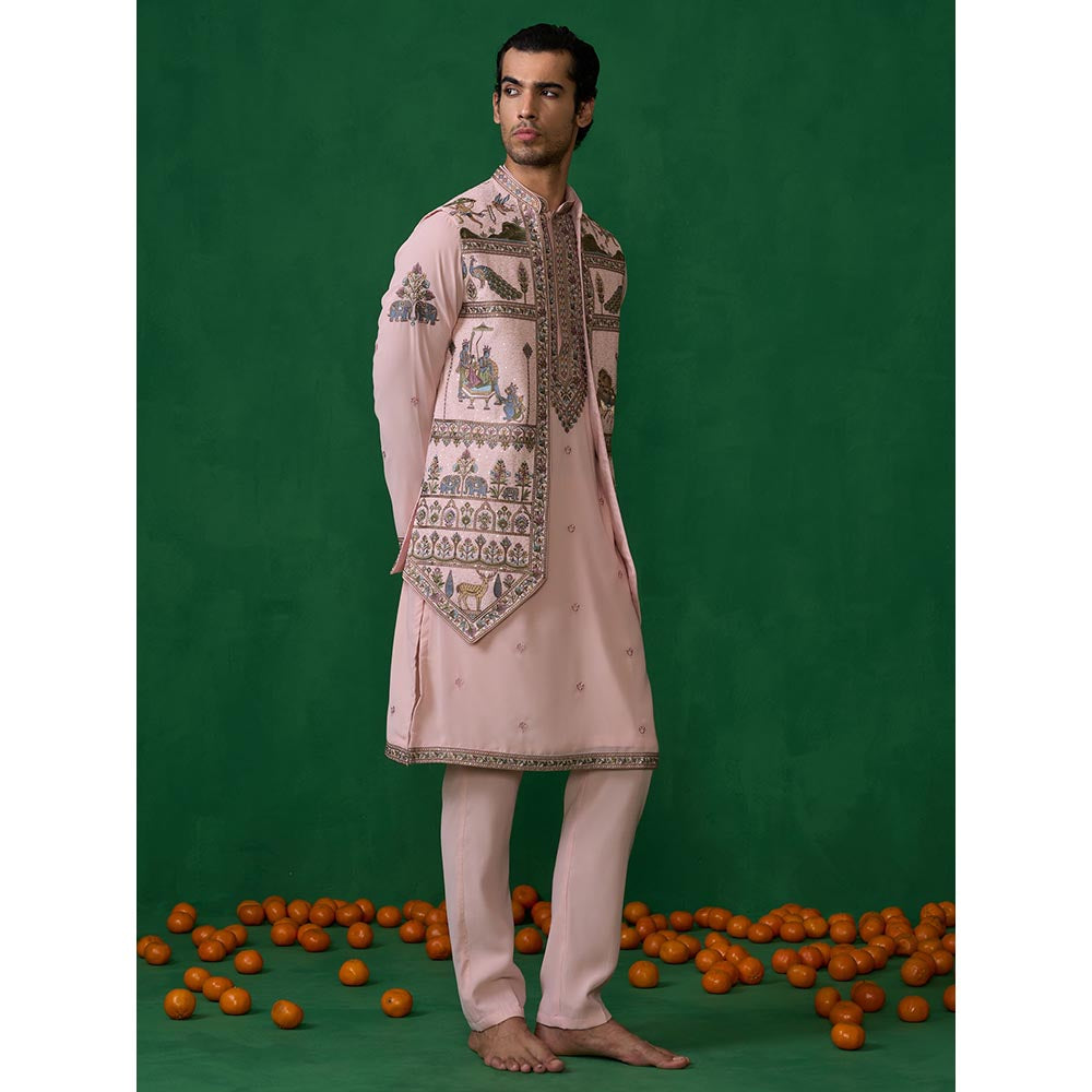 KALPRAAG Ramayan Pink Kurta with Jacket and Pant