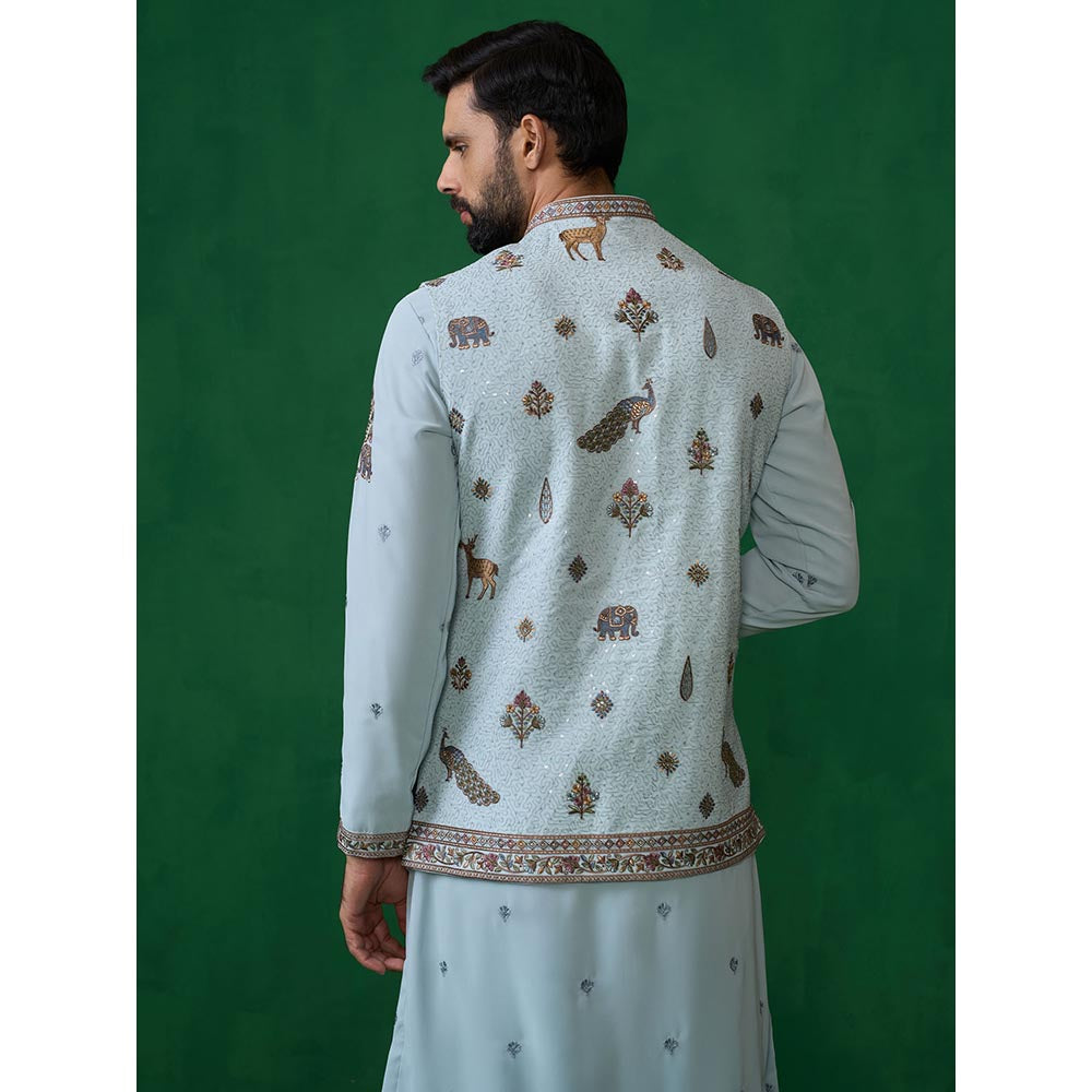 KALPRAAG Ramayan Skyblue Kurta with Jacket and Pant