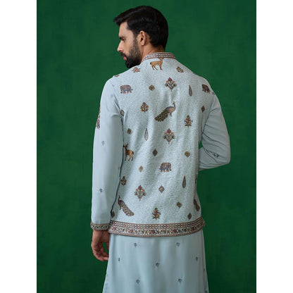 KALPRAAG Ramayan Skyblue Kurta with Jacket and Pant