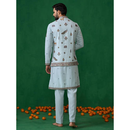 KALPRAAG Ramayan Skyblue Kurta with Jacket and Pant
