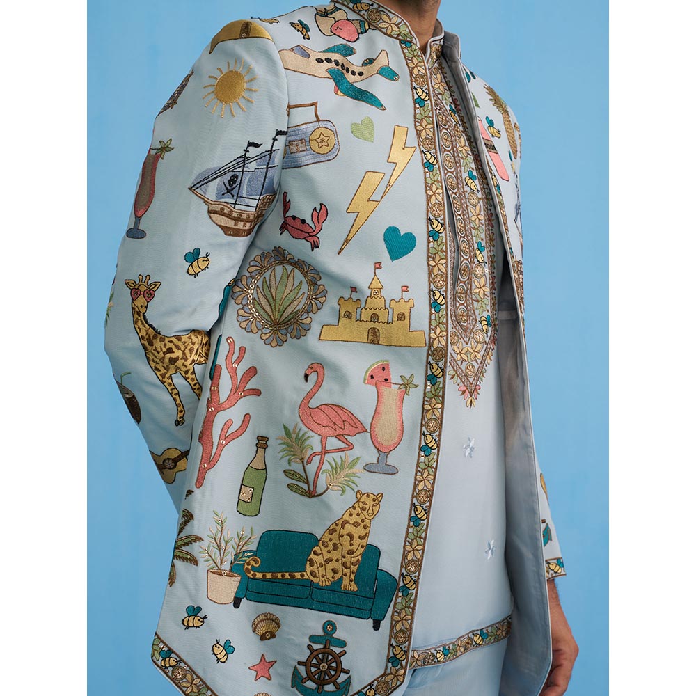 KALPRAAG Cocktail Sky Jodhpuri with Shirt and Pant