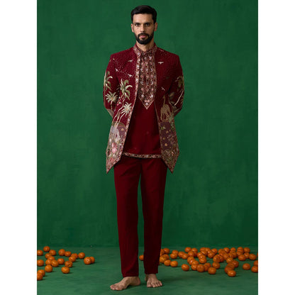 KALPRAAG Forest Maroon Jodhpuri with Jacket and Pant