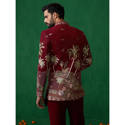 KALPRAAG Forest Maroon Jodhpuri with Jacket and Pant