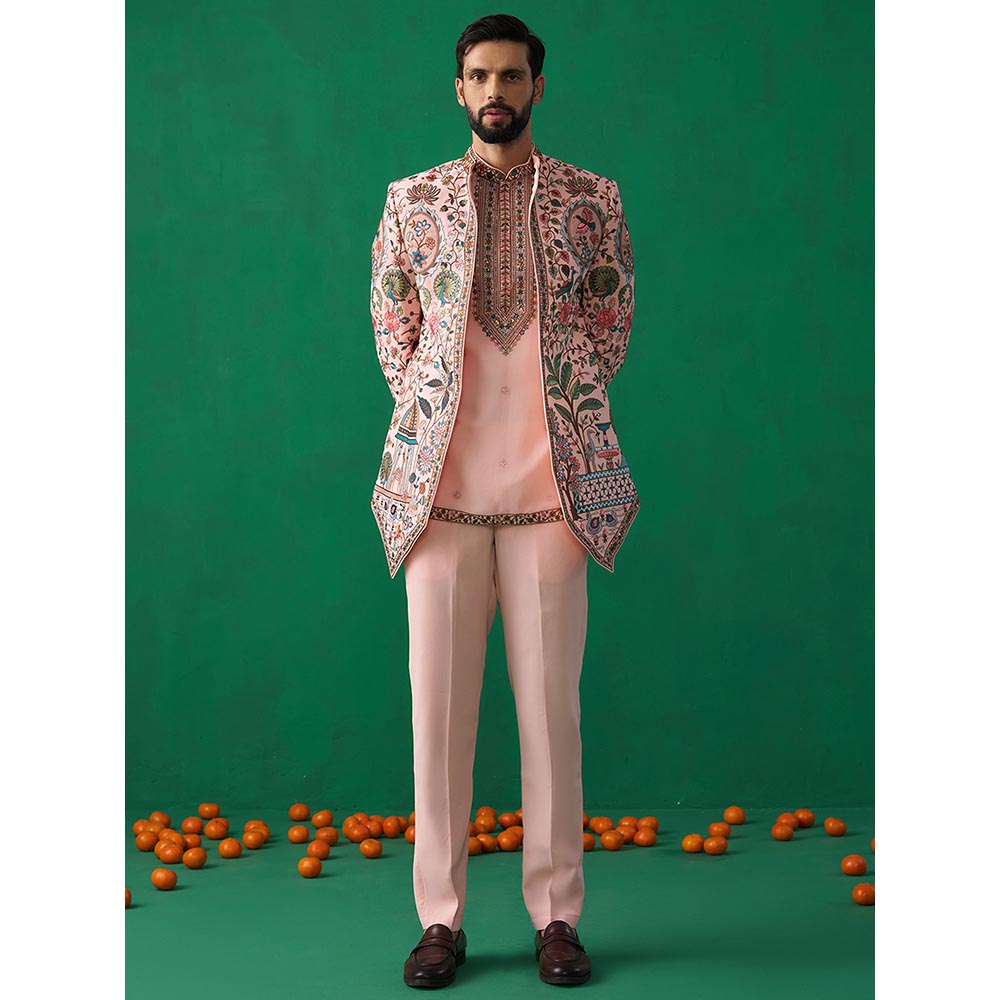 KALPRAAG Fountain Pink Jodhpuri with Shirt and Pant