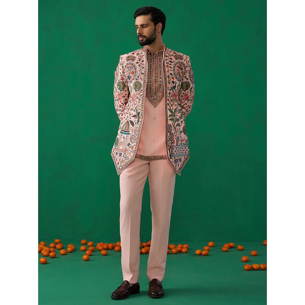 KALPRAAG Fountain Pink Jodhpuri with Shirt and Pant