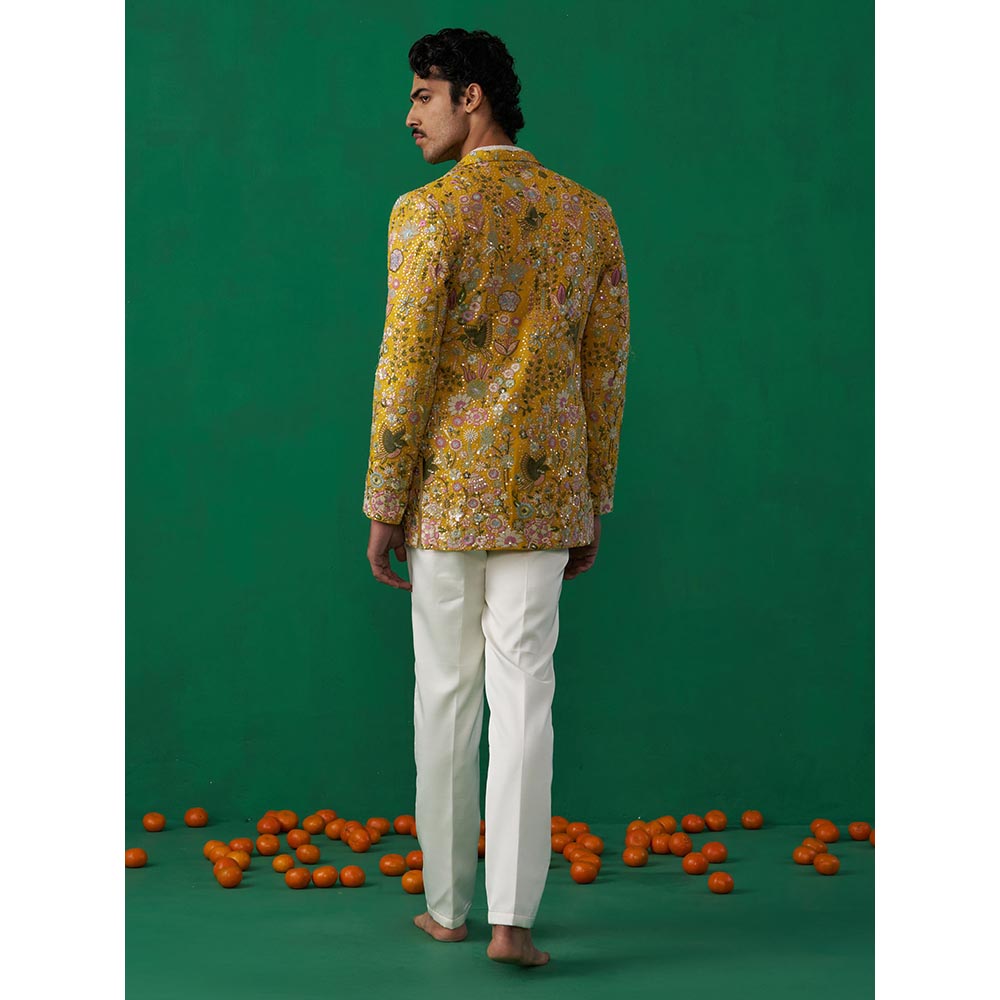 KALPRAAG Poolpankh Haldi Jodhpuri with Jacket and Pant