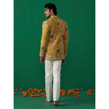 KALPRAAG Poolpankh Haldi Jodhpuri with Jacket and Pant
