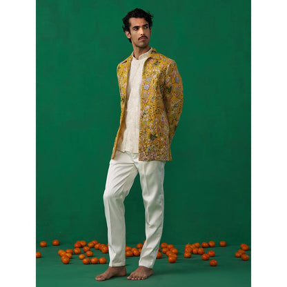 KALPRAAG Poolpankh Haldi Jodhpuri with Jacket and Pant