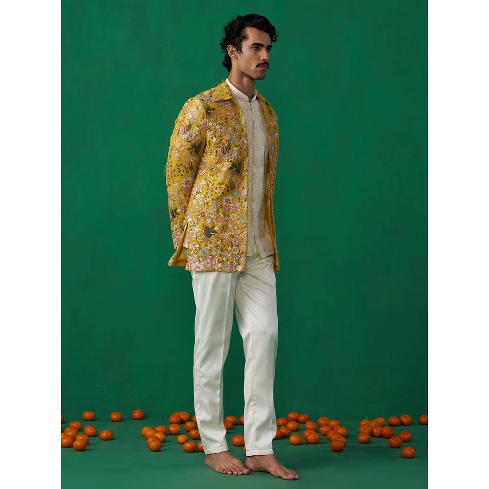 KALPRAAG Poolpankh Haldi Jodhpuri with Jacket and Pant