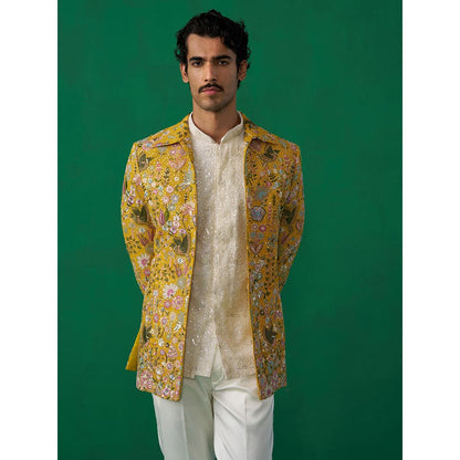 KALPRAAG Poolpankh Haldi Jodhpuri with Jacket and Pant