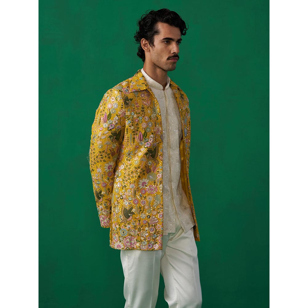 KALPRAAG Poolpankh Haldi Jodhpuri with Jacket and Pant
